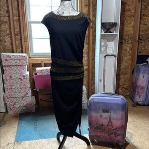 Elegant Black and Gold Women's Dress